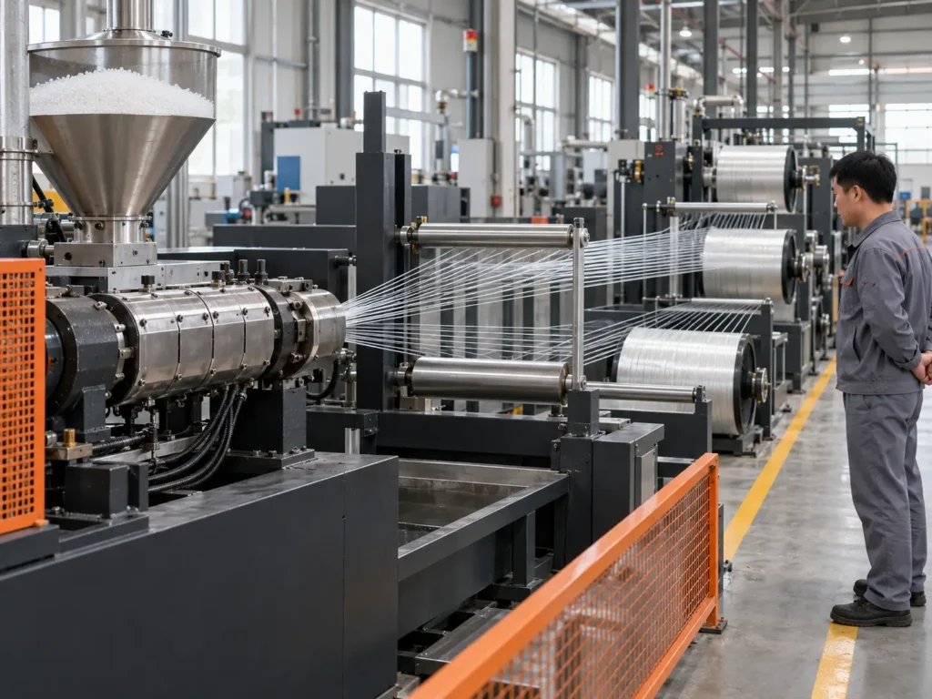 Yarn extrusion for netting production